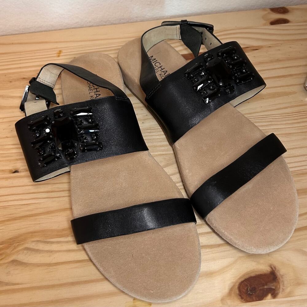 Michael Kors Women's Luna Sandal Black Sz 8.5 M Flats Slides